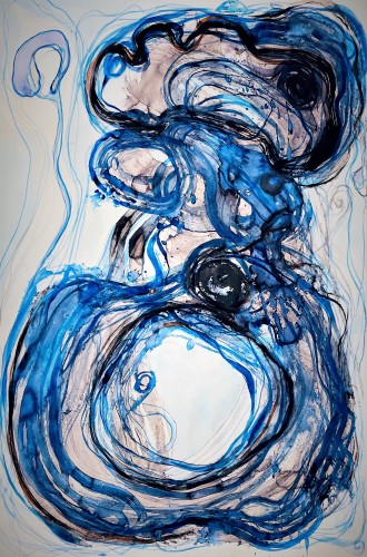 “CORE Series” Kenneth W H Lee 690 x 910 mm; watercolour on cold pressed 300gsm paper. "Align With Energies That Align With Yours. The Sum of Pulsating Energies is Greater Combined When Synchronised. Energetic flowing strokes with a large & small Chinese brush - a cool and moody yet energised pieces flush with bold flowing movement. Symbolic of the Inner Energy we harness and pulsate within ourselves and carefully shared outwards."